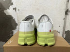 On Cloudmonster Running Shoes in Gray and Lime Green