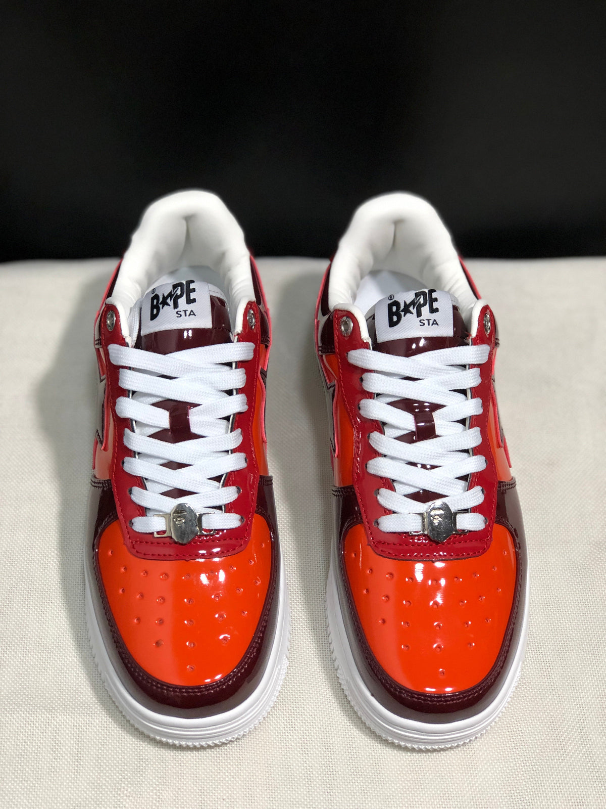 Bape Sta Low-Top Sneakers Burgundy and Orange