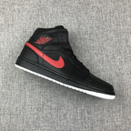 Air Jordan 1 Mid Black and Red Sneakers 554724-045