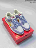 Nike SB Dunk Low Year of the Horse Sneakers, Lavender and Gold