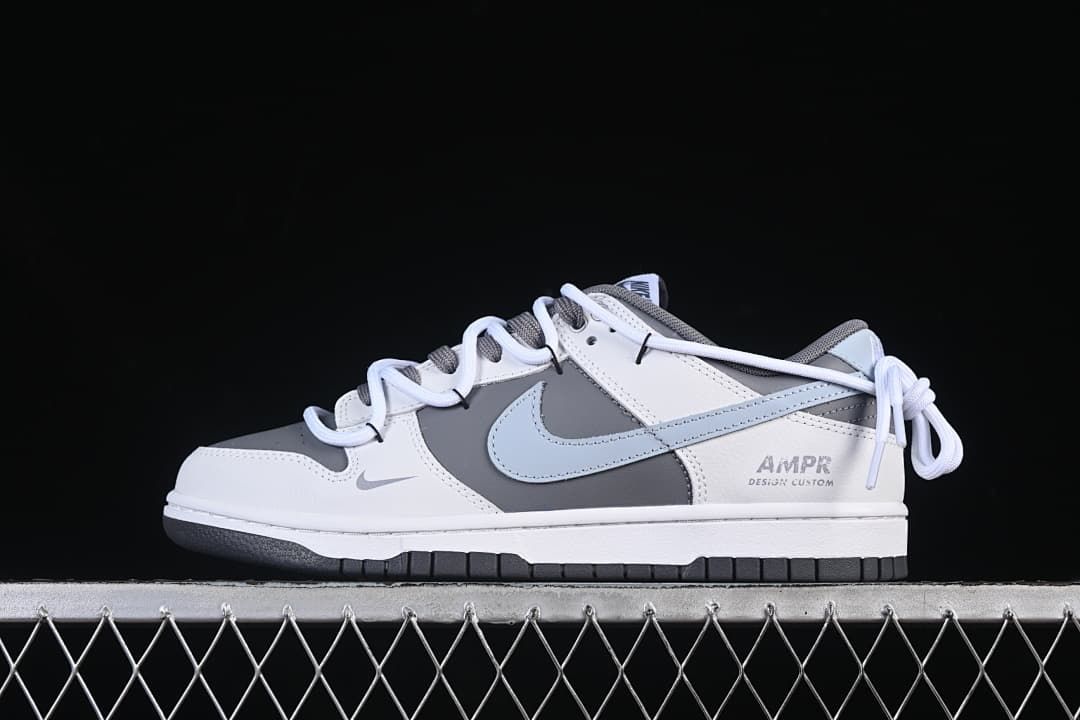 Nike SB Dunk Low Strap Sneakers in White and Gray