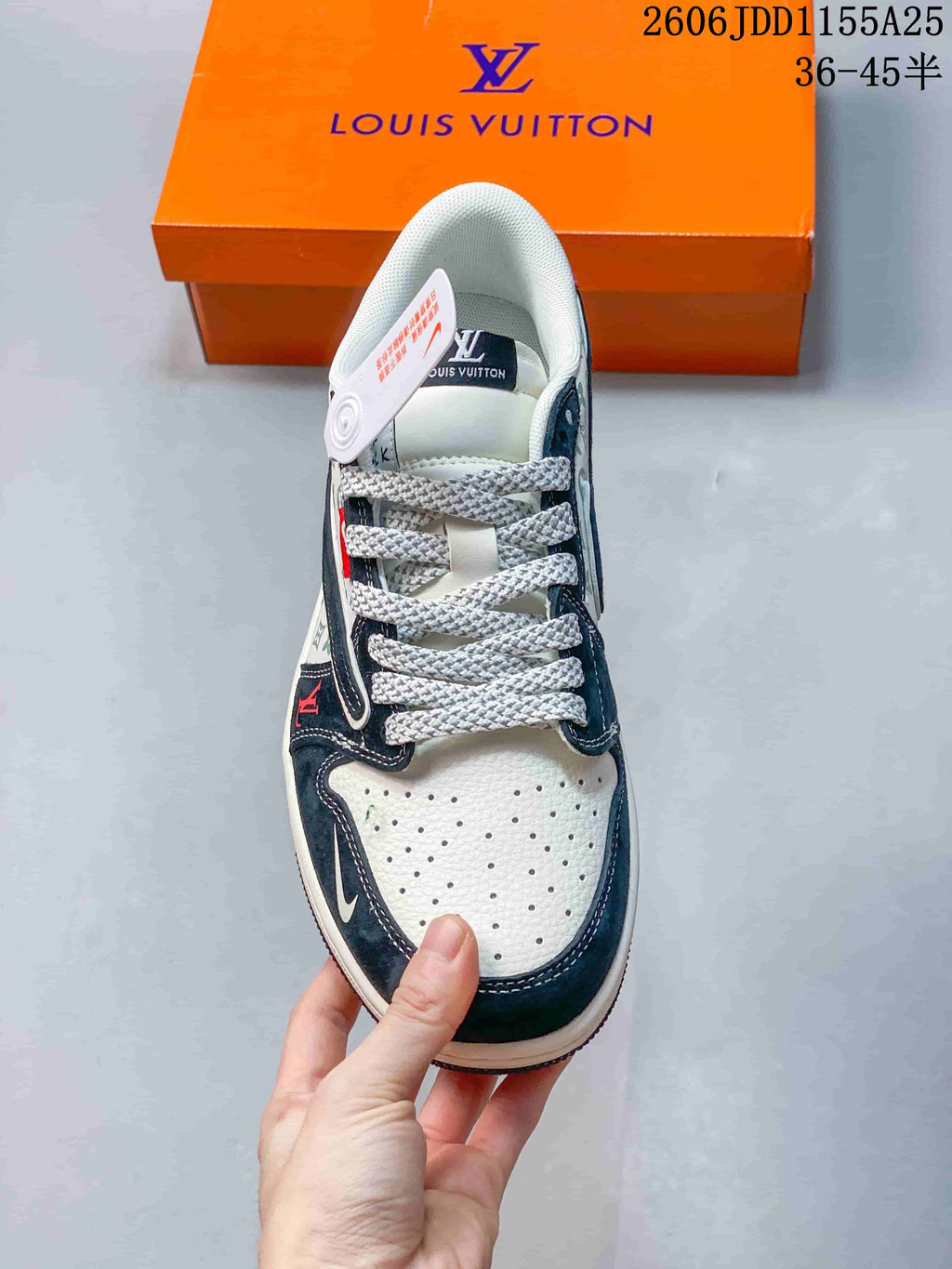Jordan 1 Low Style Sneakers Navy White Red 2606JDD1155A25