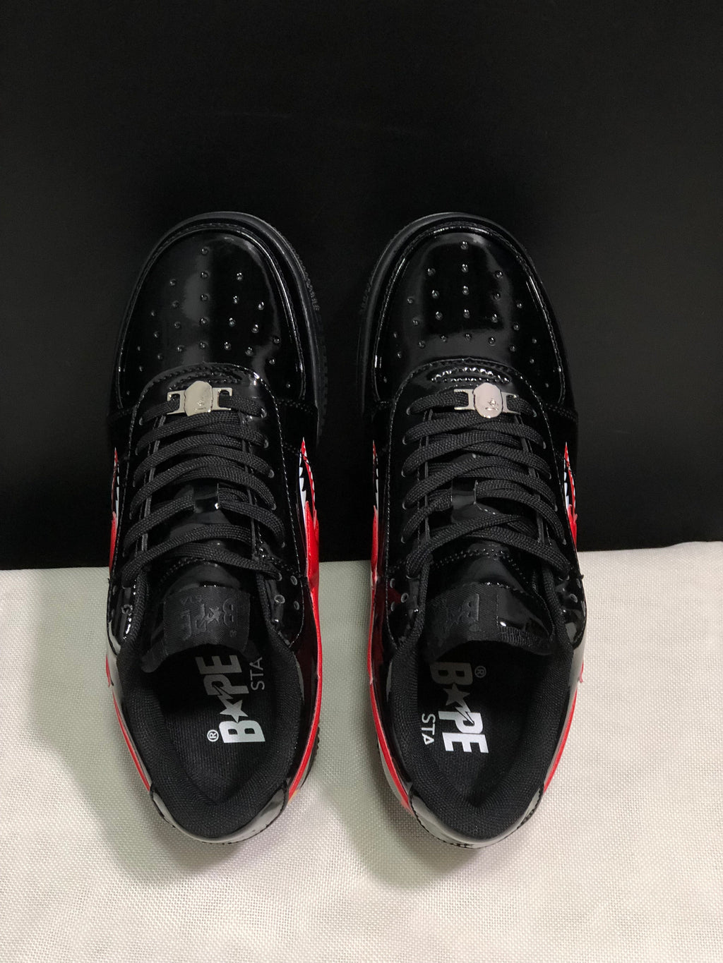 BAPE Bape Sta Low Sneakers Black Red Shark Design