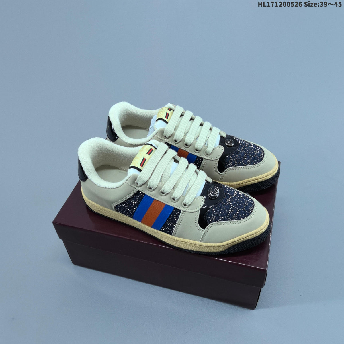 Gucci Screener Distressed Low-Top Sneakers