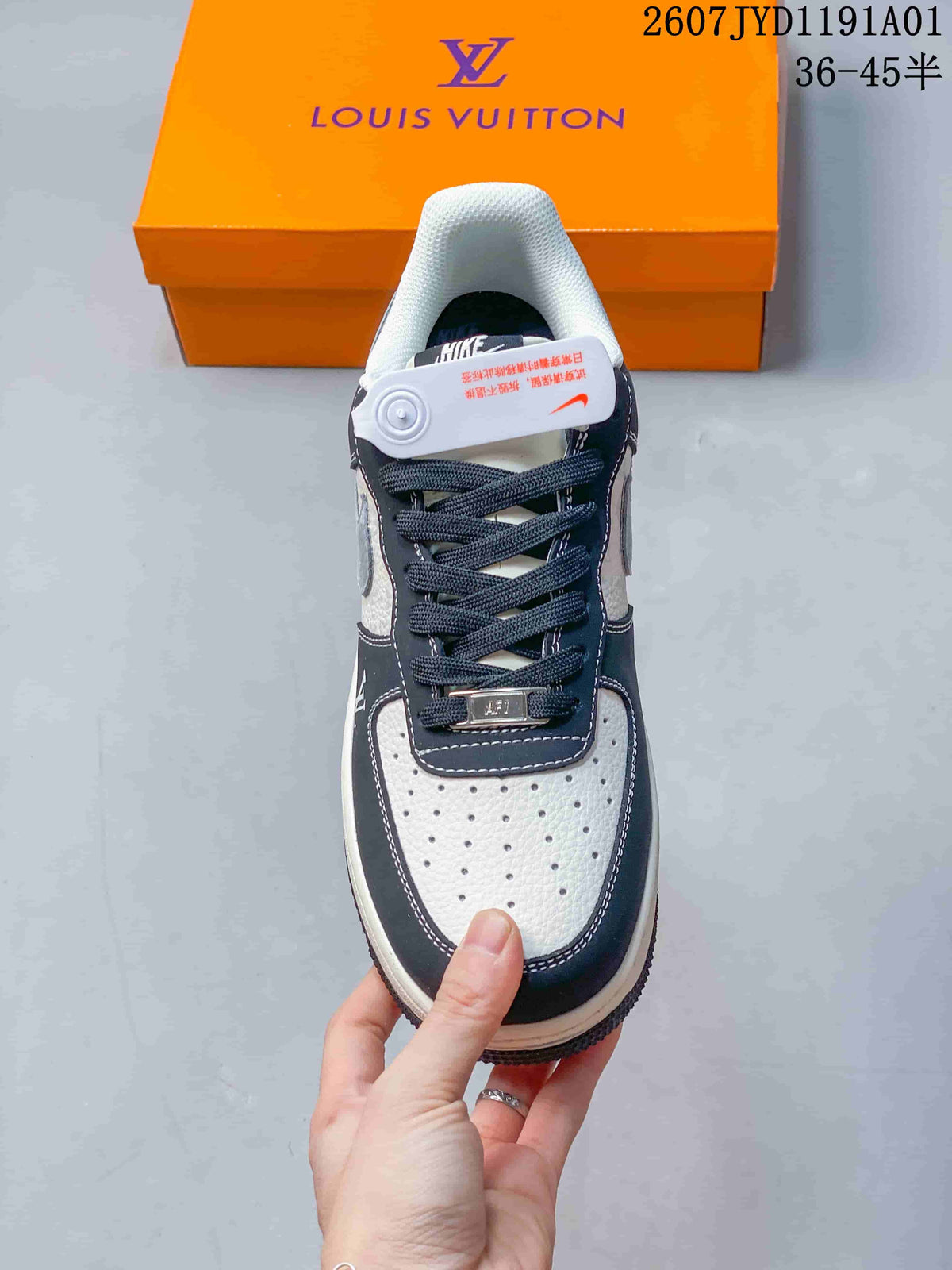 Nike Air Force 1 ’07 Low Louis Vuitton-Style Sneakers, Gray