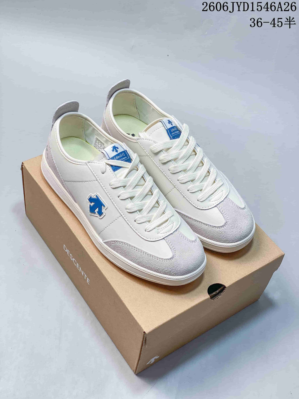 Descente COURT SB Low-Top Sneakers, White and Gray