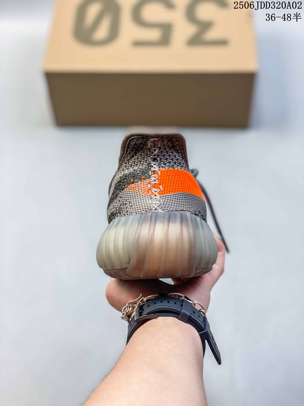 Adidas Yeezy Boost 350 Sneakers Grey with Orange Stripe