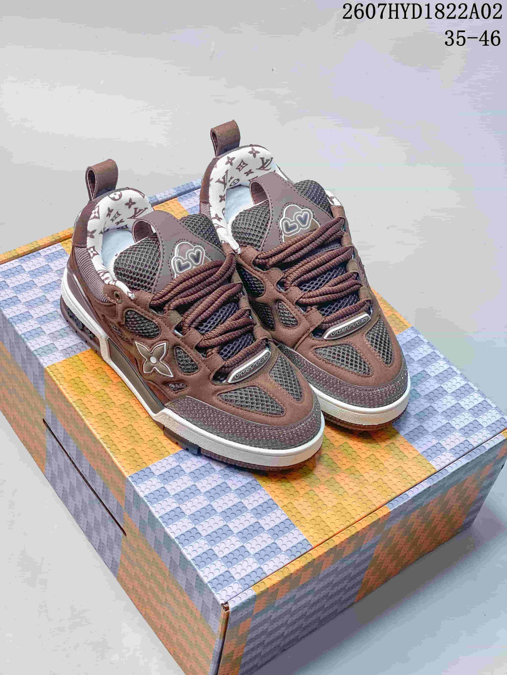 Louis Vuitton Trainer Sneakers in Red and Brown
