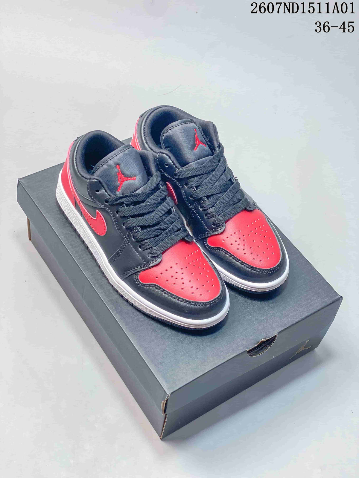 Jordan Air Jordan 1 Low Bred Black and Red Sneakers
