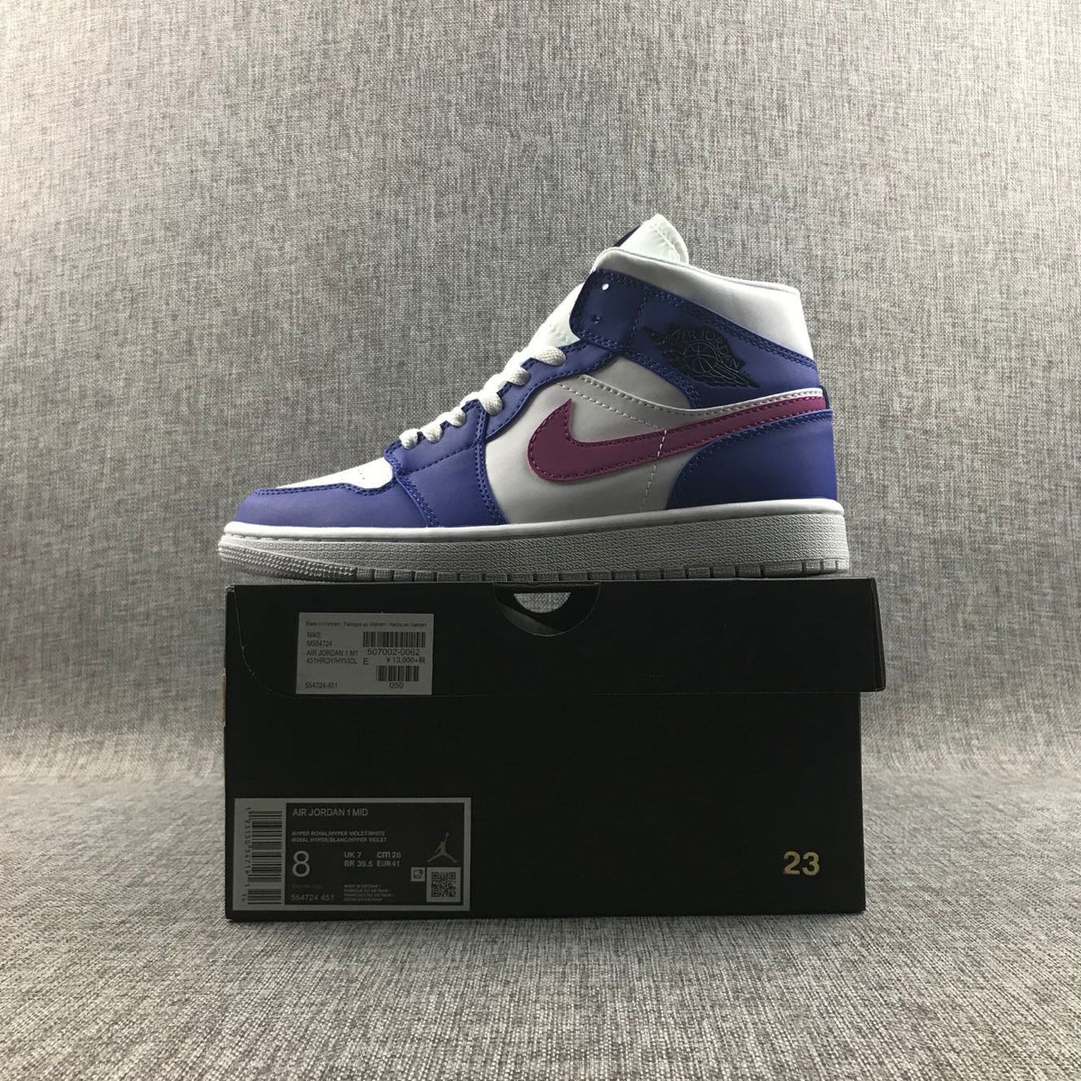 Air Jordan 1 Mid Sneakers Blue Pink 554724-451