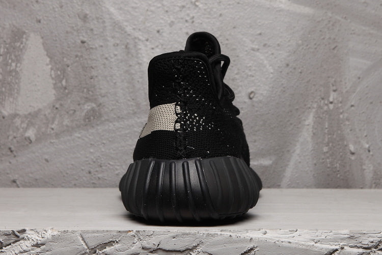 Yeezy 350 V2 Black and Cream Knit Sneakers