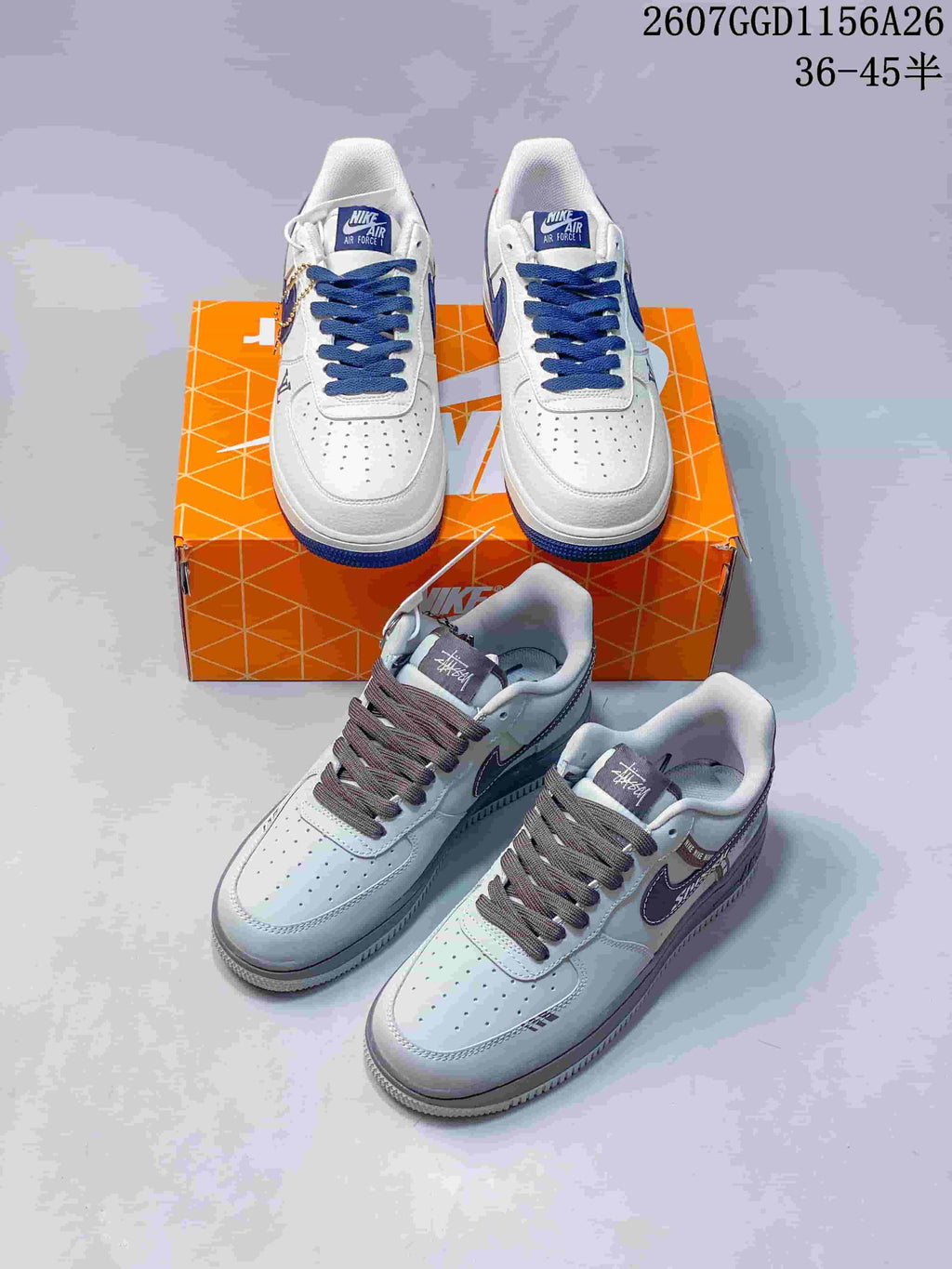 Nike Air Force 1 Low Sneakers White Blue and Grey