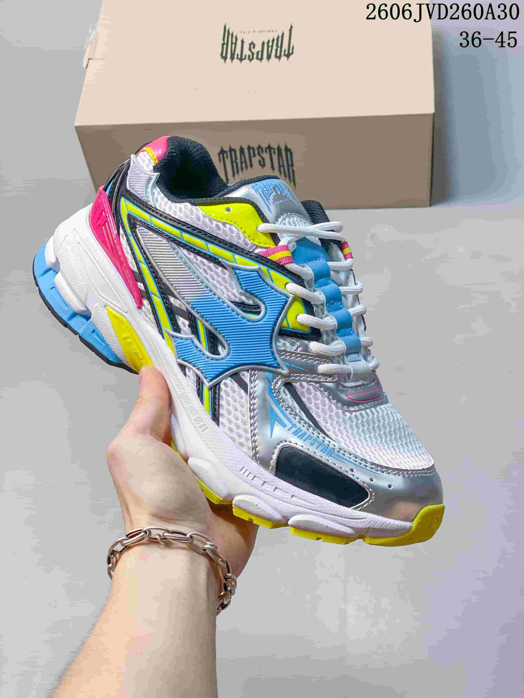 Trapstar Trispeed 3000 Retro Chunky Sneakers Silver Blue