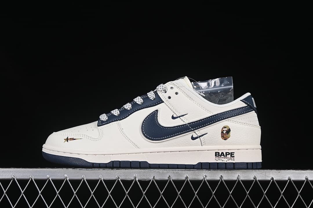 Nike SB Dunk Low BAPE Navy and White Sneakers XS6089-515