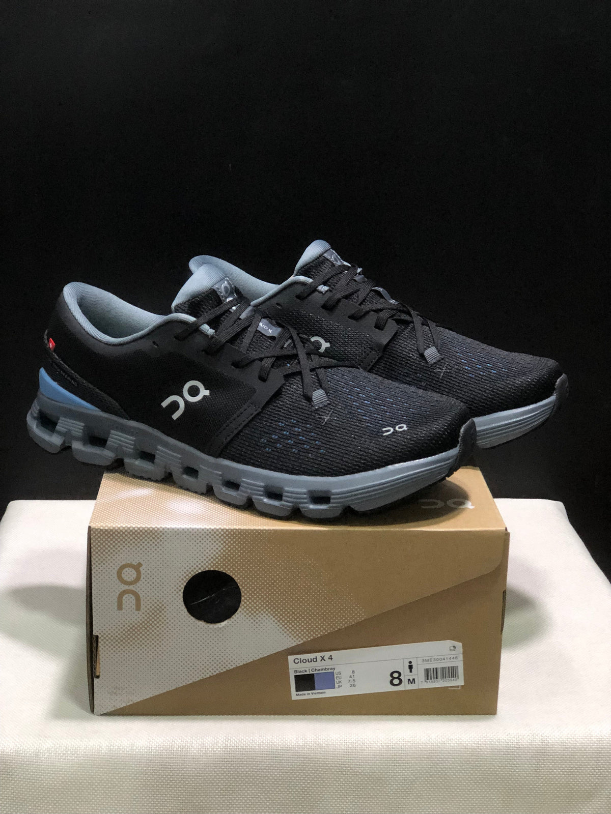 On Cloud X4 Black Blue Low-Top Running Shoes