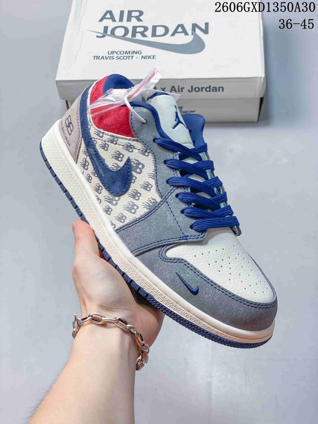 Air Jordan 1 Low Grey Red Blue Sneakers 2606GXD1350A30