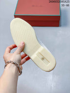 Loro Piana Lock Detail Loafers in Light Beige