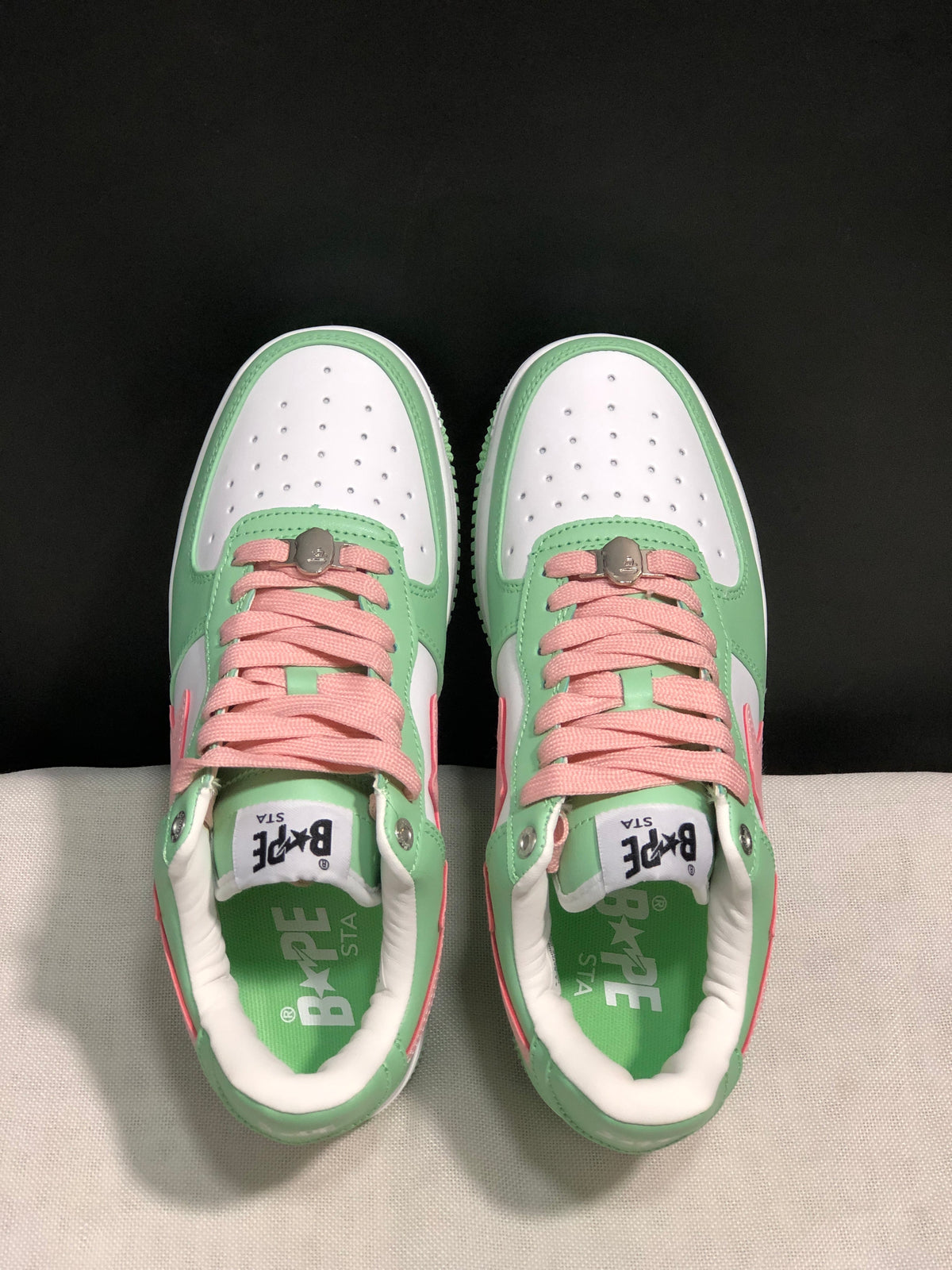 BAPE Bape Sta Low-Top Sneakers Mint Green and Pink