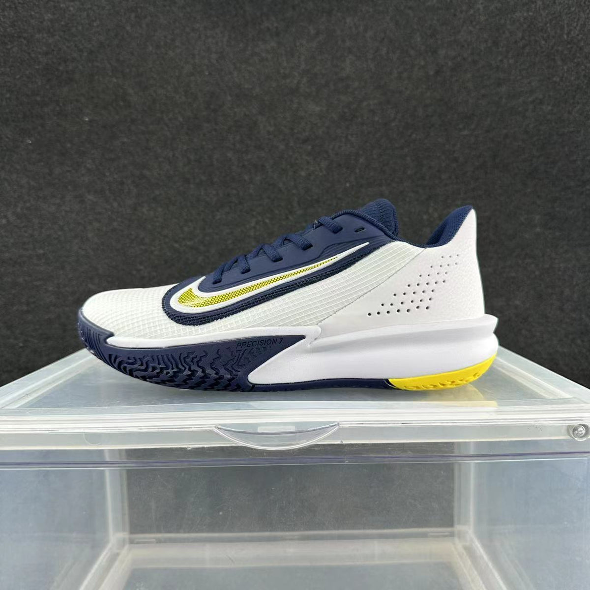 Nike Precision 7 Basketball Shoes White Navy Yellow