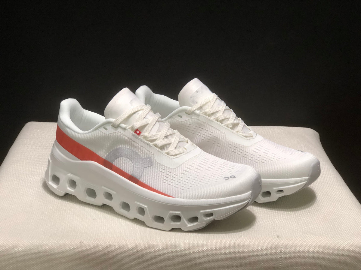 On Cloudmonster 1 White Coral Running Sneakers