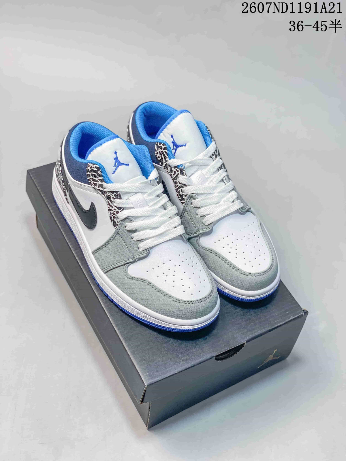 Jordan Air Jordan 1 Low White Grey Blue Elephant Print