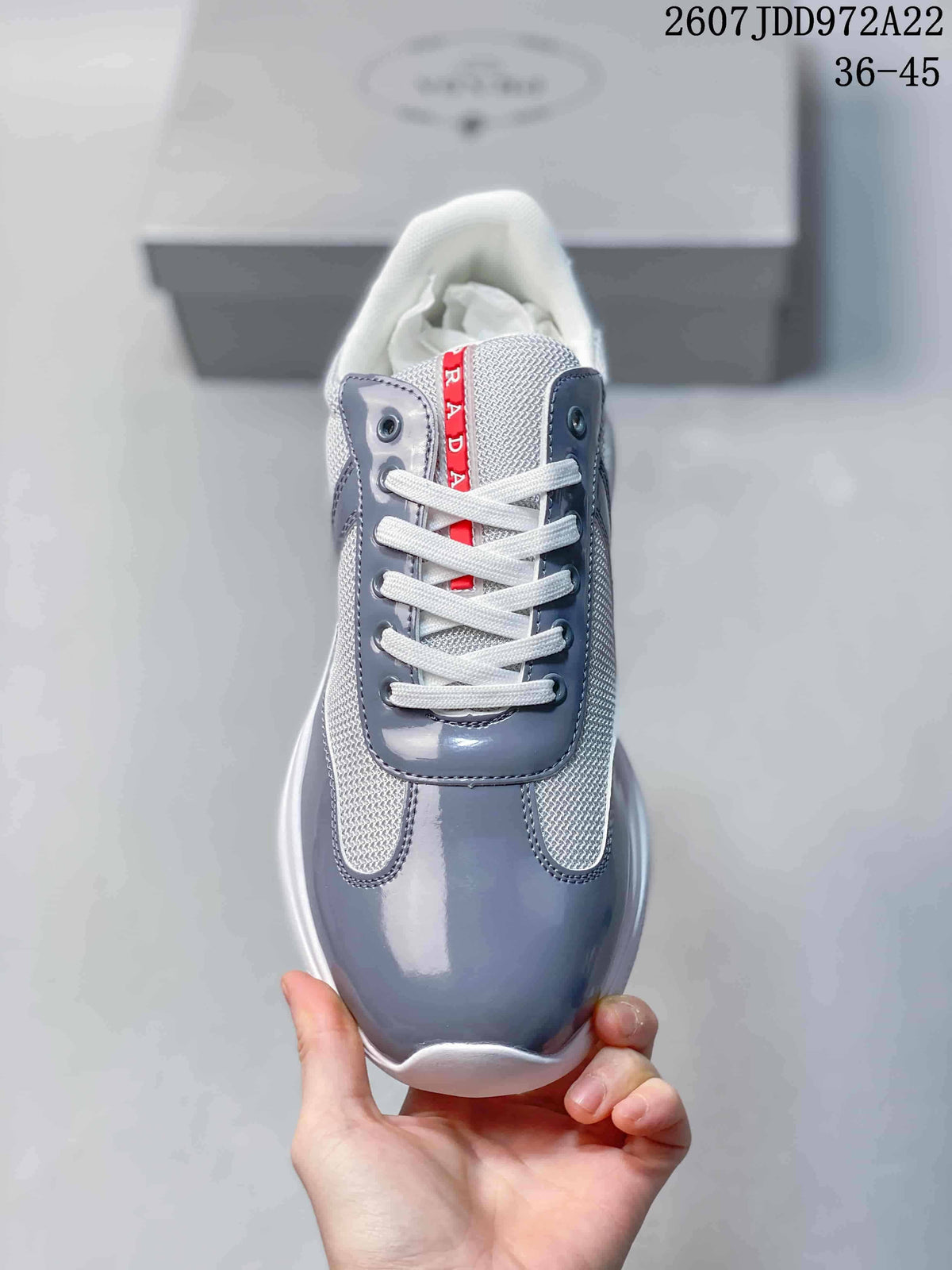 Prada America's Cup Gray Low-Top Lace-Up Sneakers