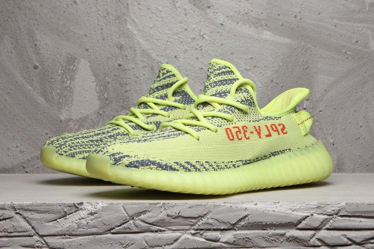 Yeezy Boost 350 V2 Sneakers in Lime Green and Charcoal