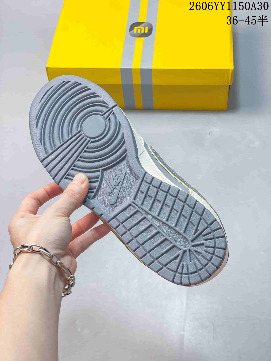 Nike SB Dunk Low Sneaker in Grey, White and Yellow