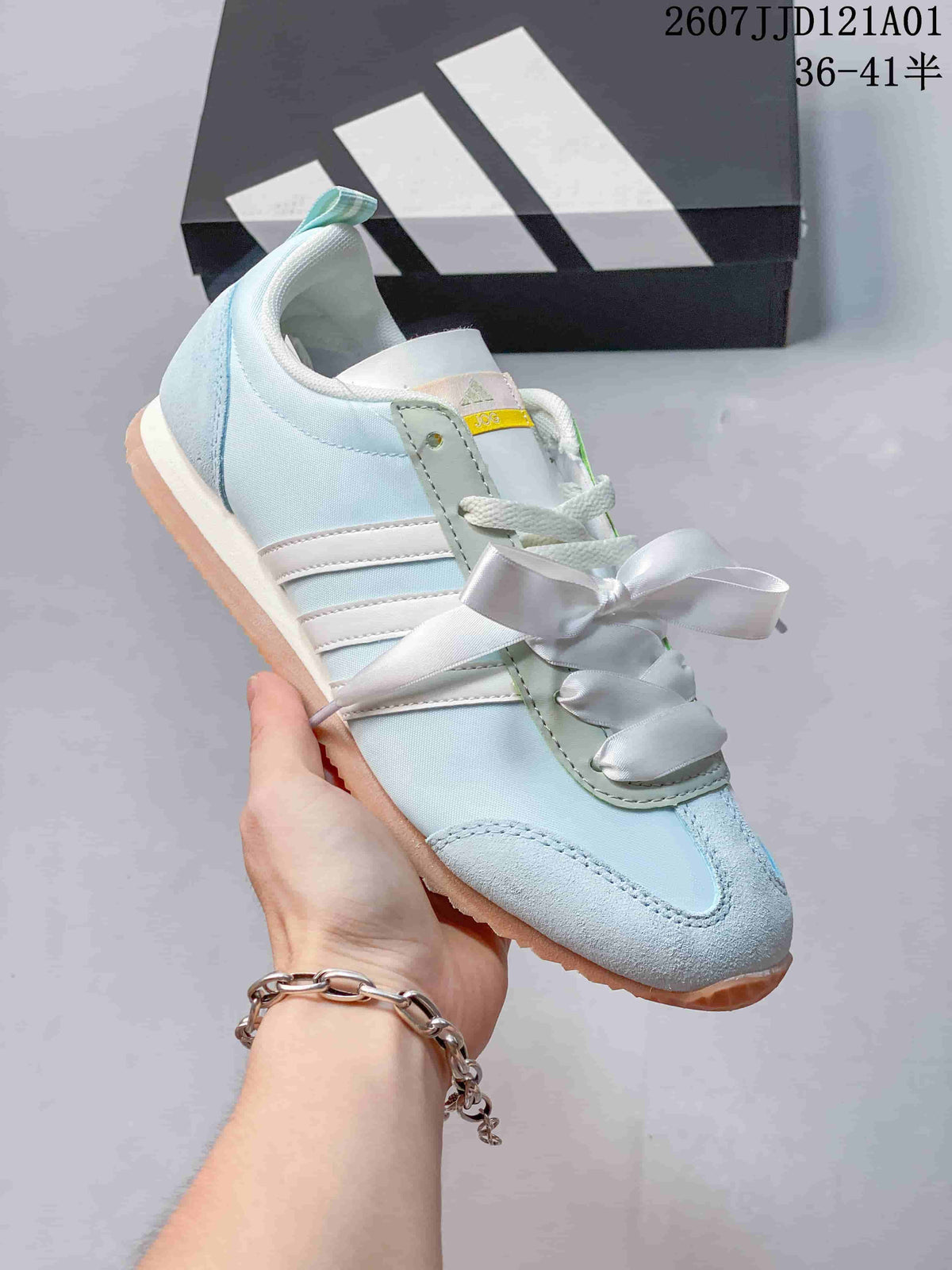 adidas JOG 2.0 Retro Low-Profile Sneakers, White and Blue