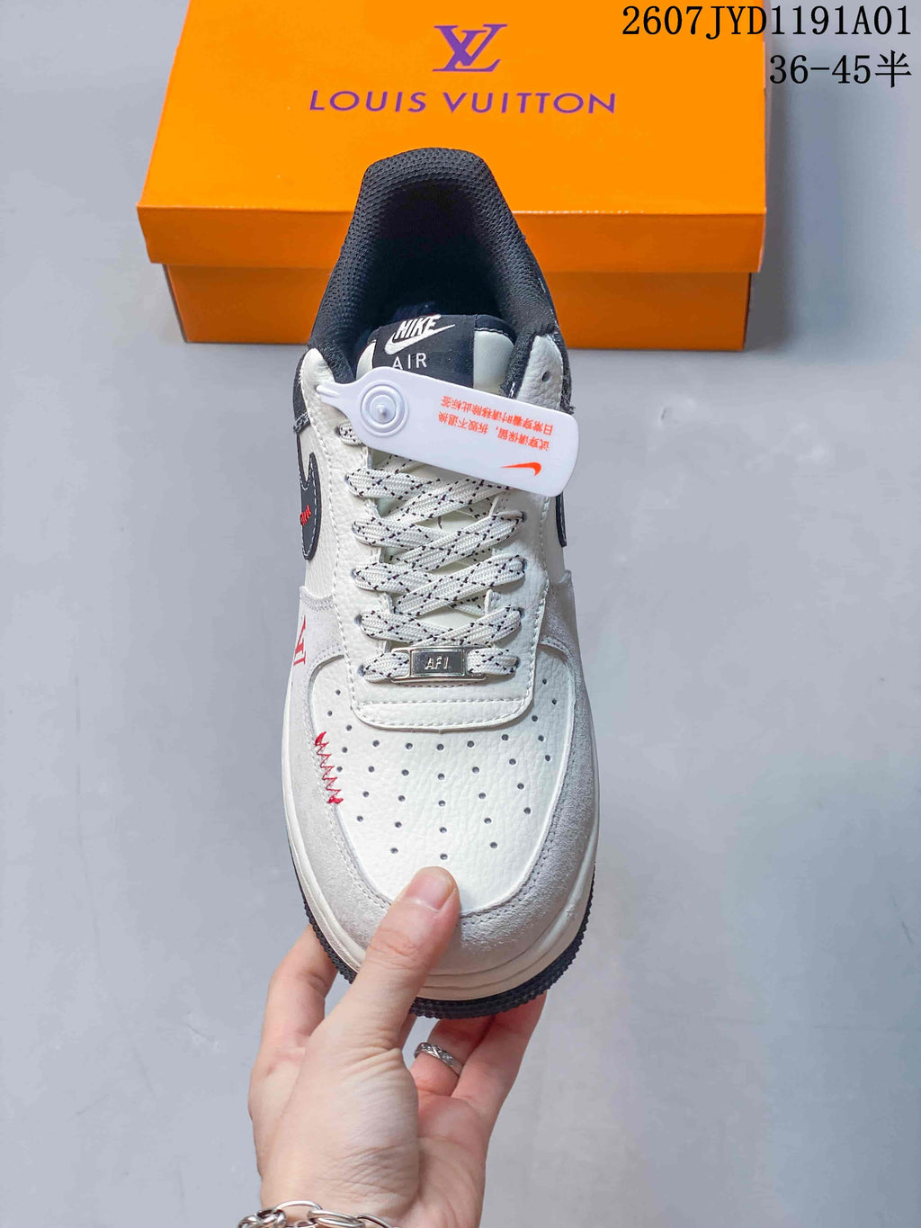 Nike Air Force 1 ’07 Low Louis Vuitton-Style Sneakers, White