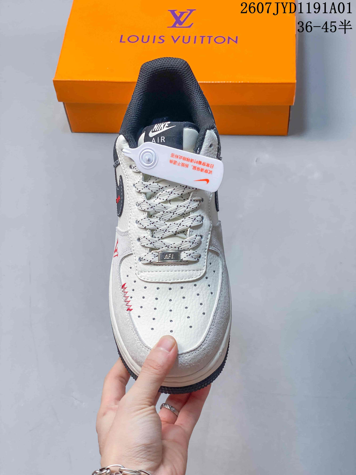 Nike Air Force 1 ’07 Low Louis Vuitton-Style Sneakers, White