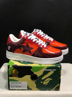Bape Sta Low-Top Sneakers Burgundy and Orange