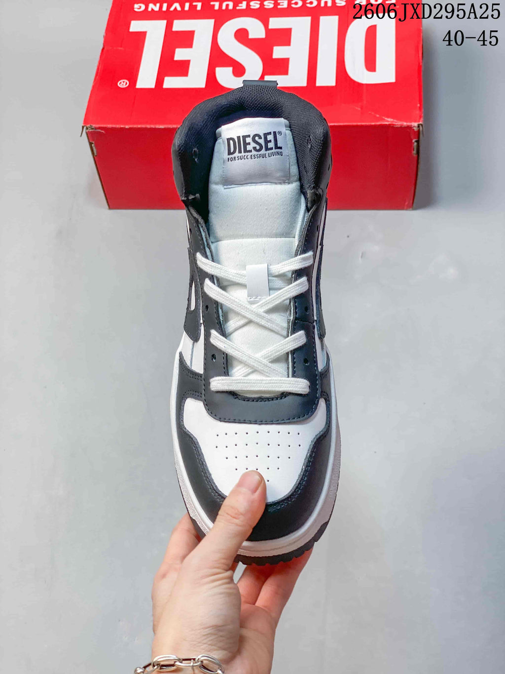 Diesel S-Ukiyo High-Top Sneakers White and Dark Gray Y03363