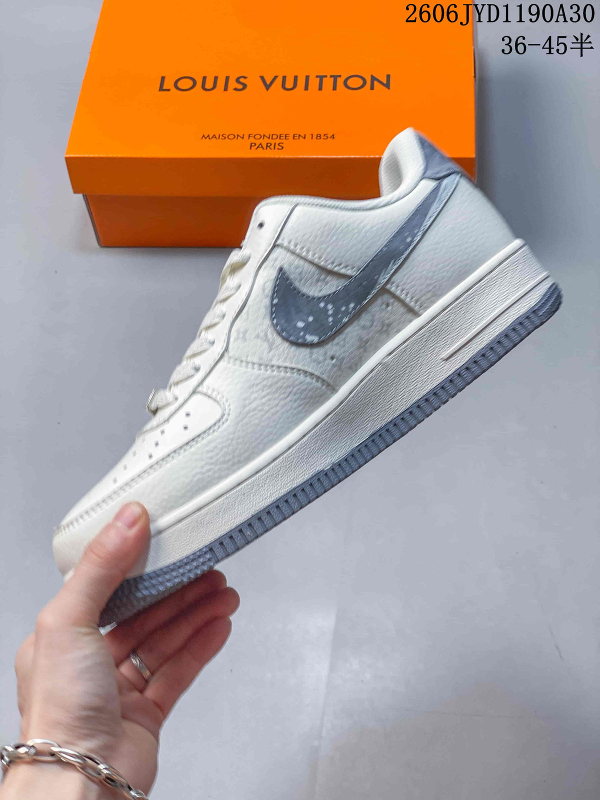 Nike Air Force 1 Low Custom Sneakers in Off-White and Gray