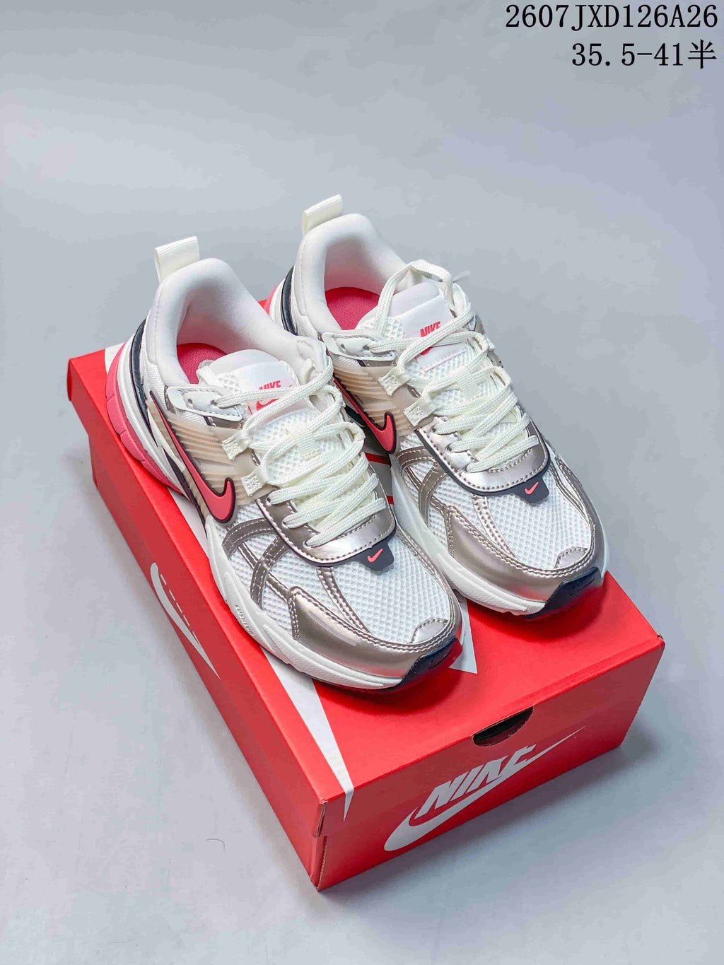 Nike V2K Run Low-Top Sneakers White Silver Pink