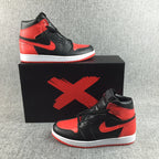Air Jordan 1 High Black Red Scale-Textured Sneakers