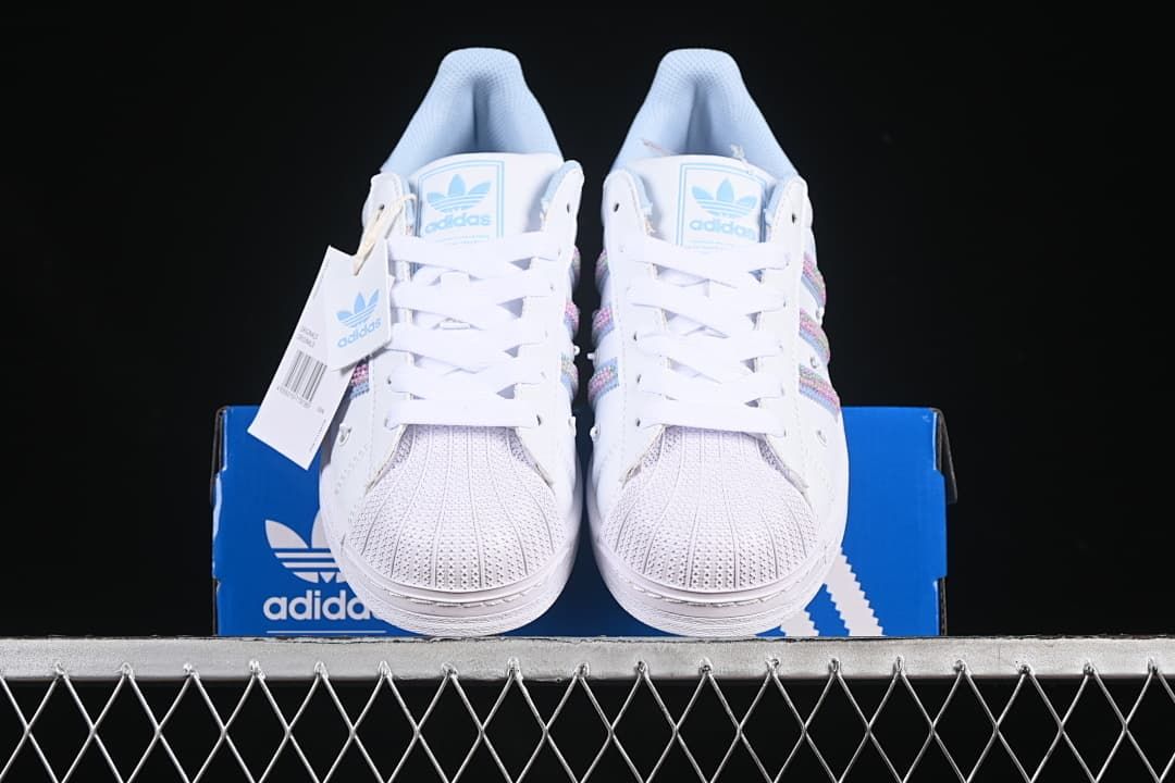 adidas Superstar II JR1332 White Sneakers with Pastel Stripes
