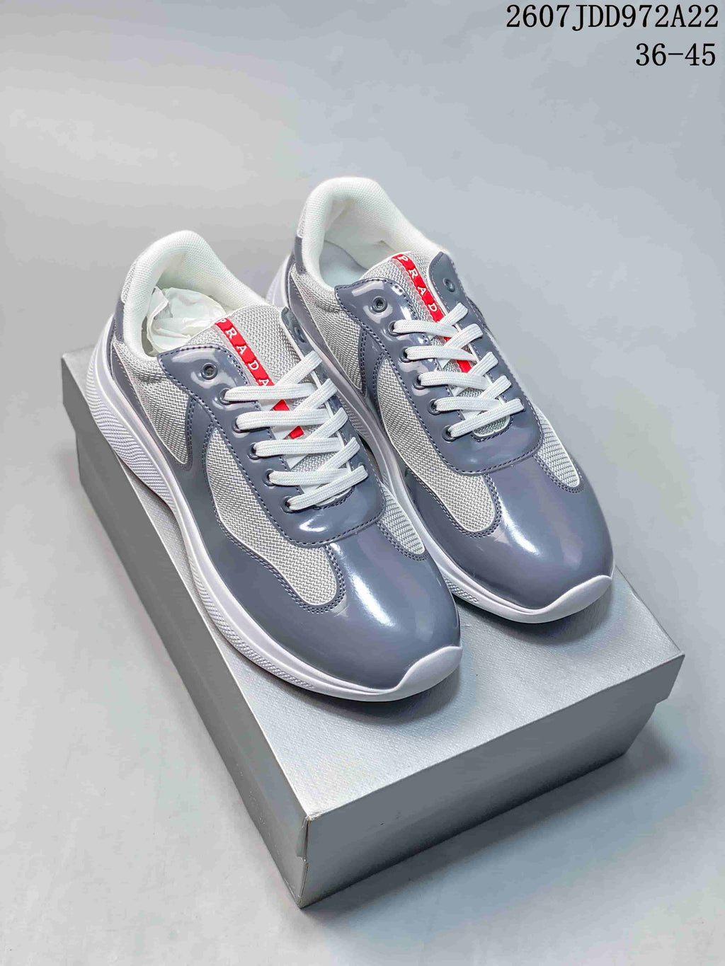 Prada America's Cup Gray Low-Top Lace-Up Sneakers