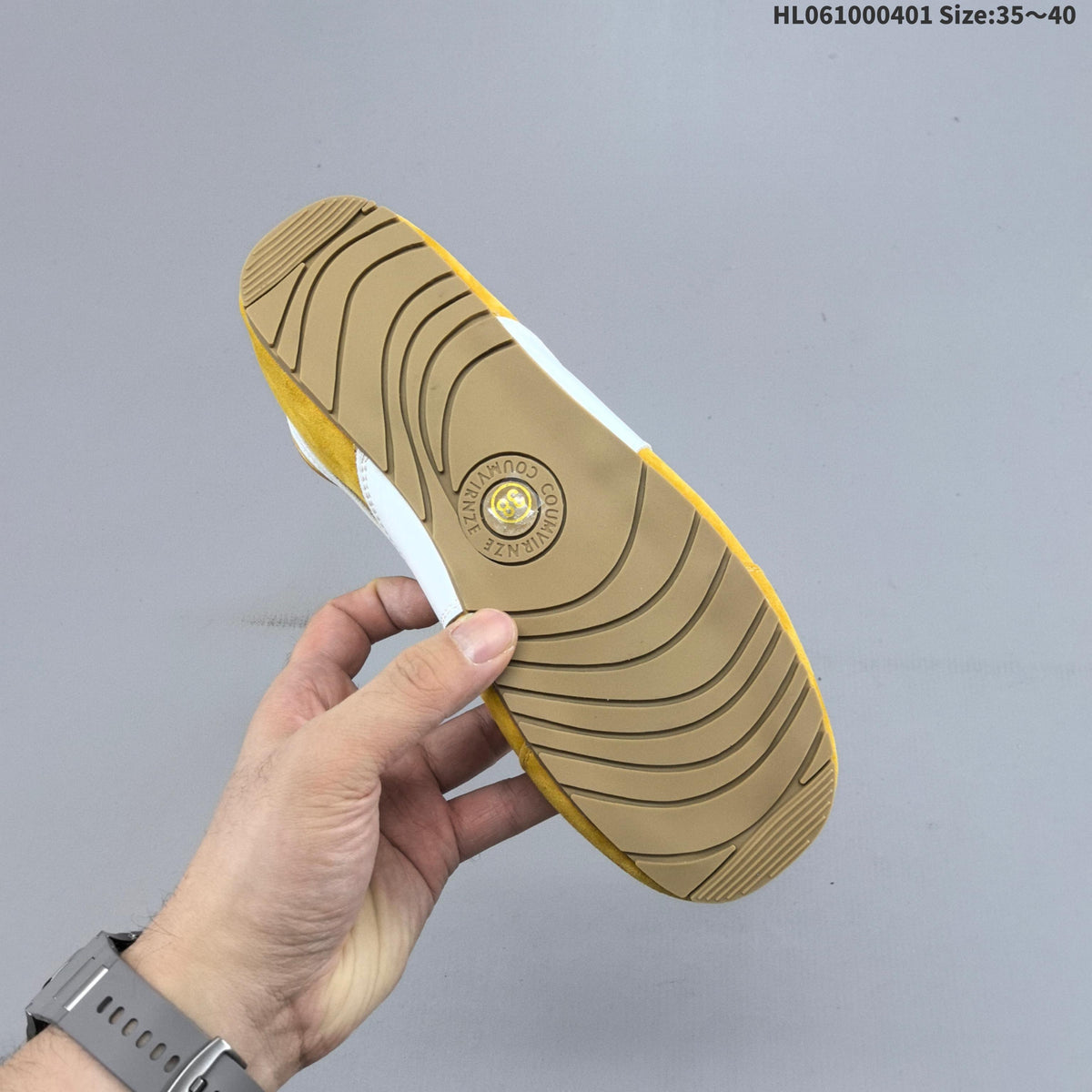 GG Women's Yellow and White Suede-Style Lace-Up Sneakers