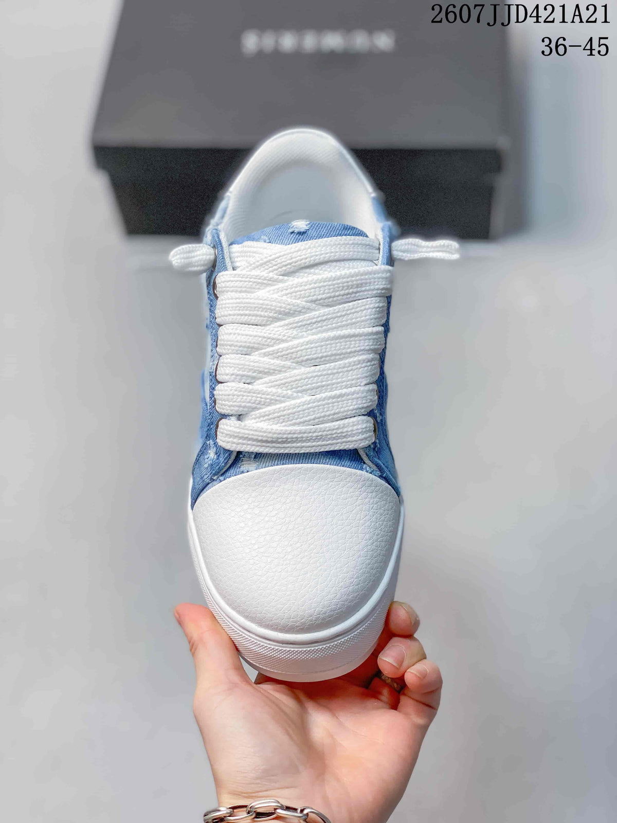 Numeris 2607JJD421A21 Blue Printed Canvas Platform Sneakers