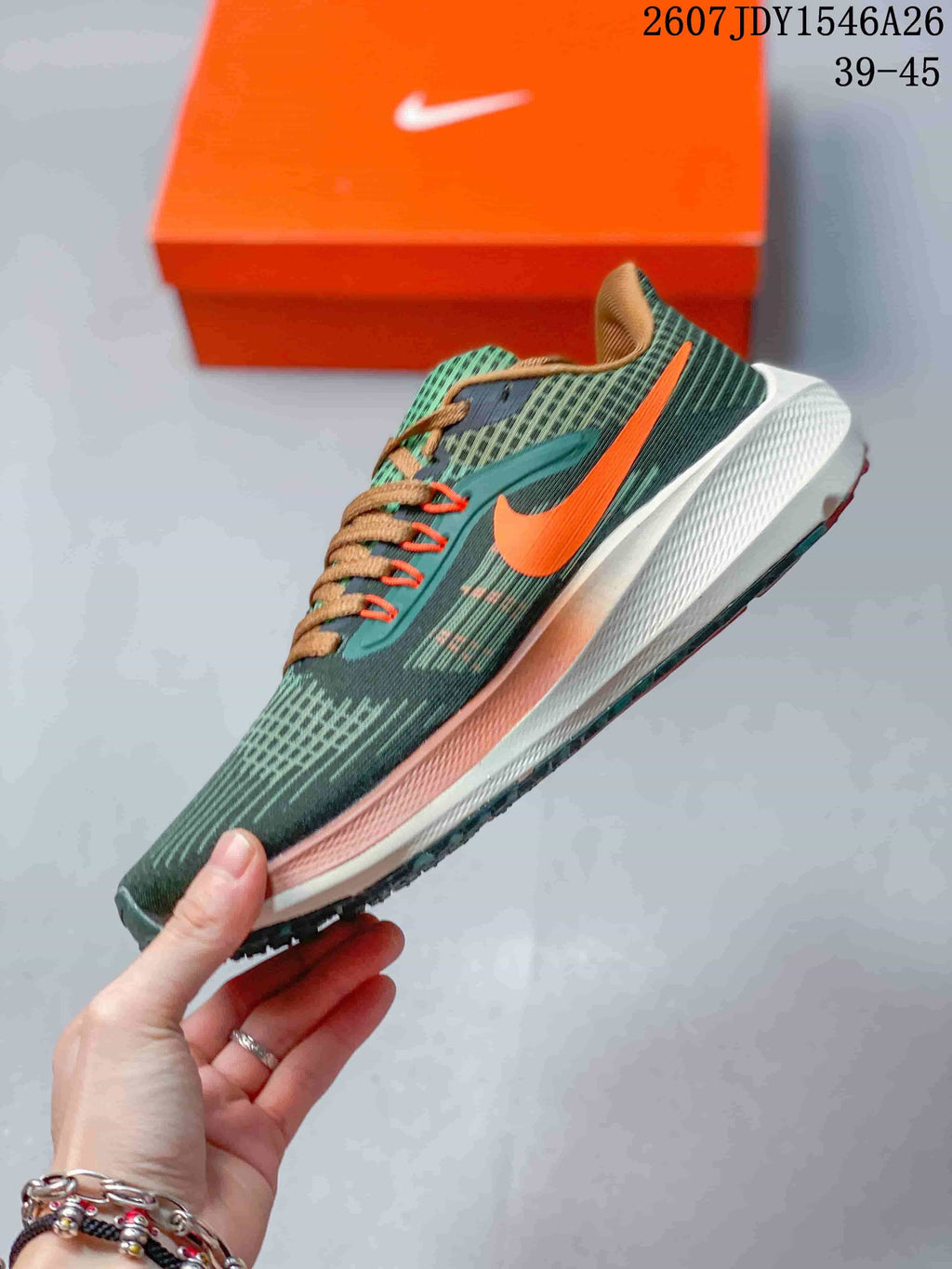 Nike Air Zoom Pegasus 39 Green Orange Running Shoes