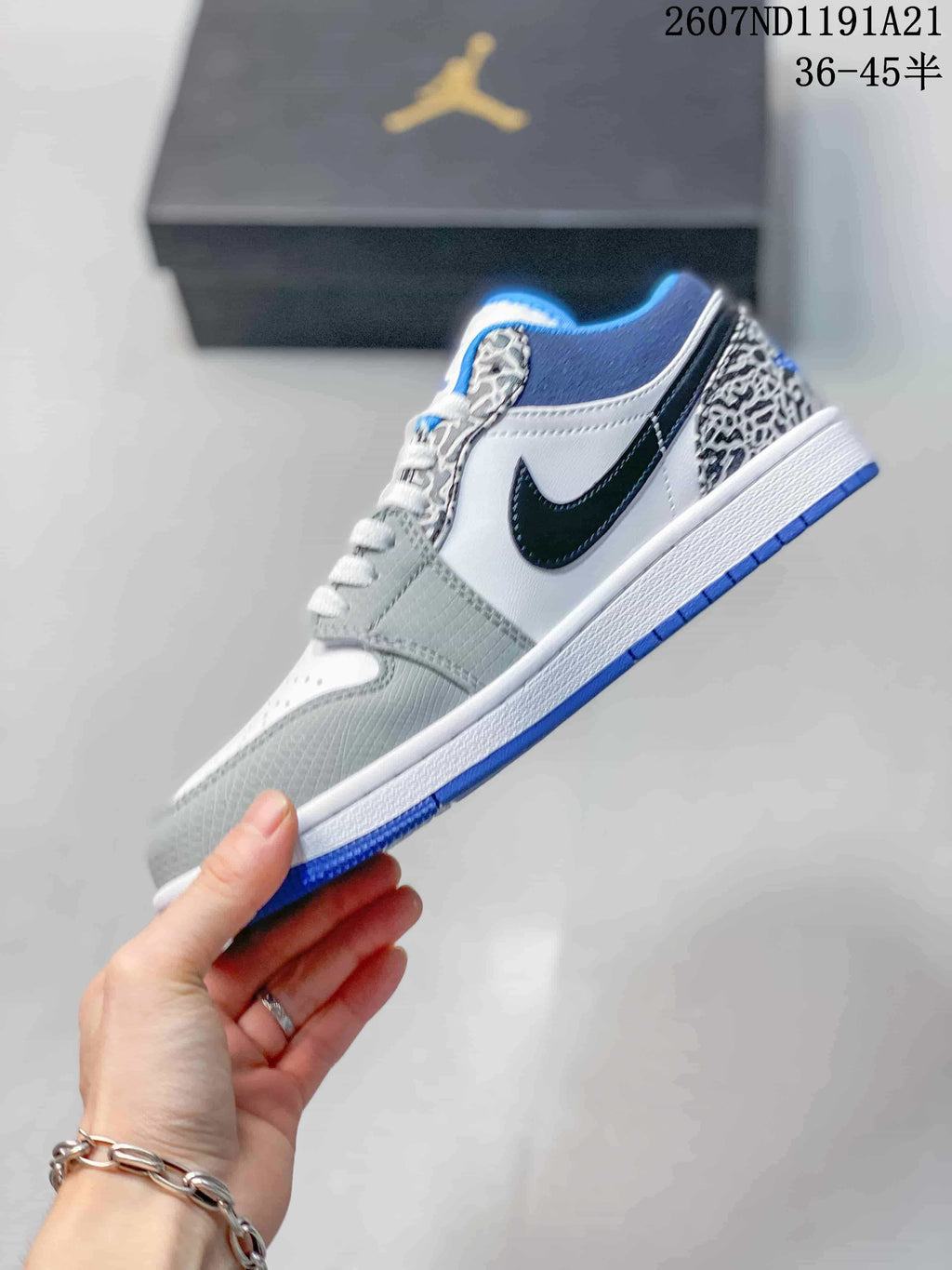 Jordan Air Jordan 1 Low White Grey Blue Elephant Print