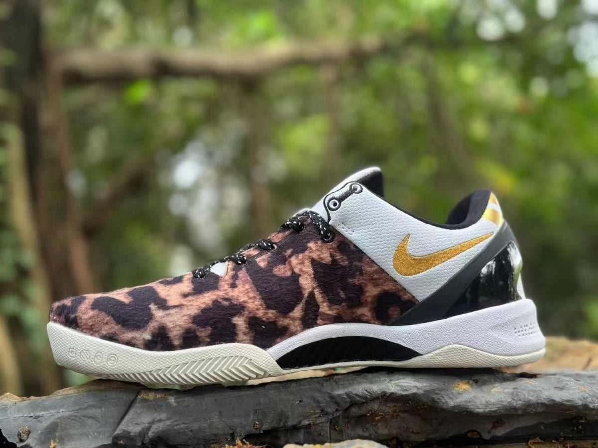 Nike Kobe 8 Basketball Shoes, Leopard Print, Gold and White