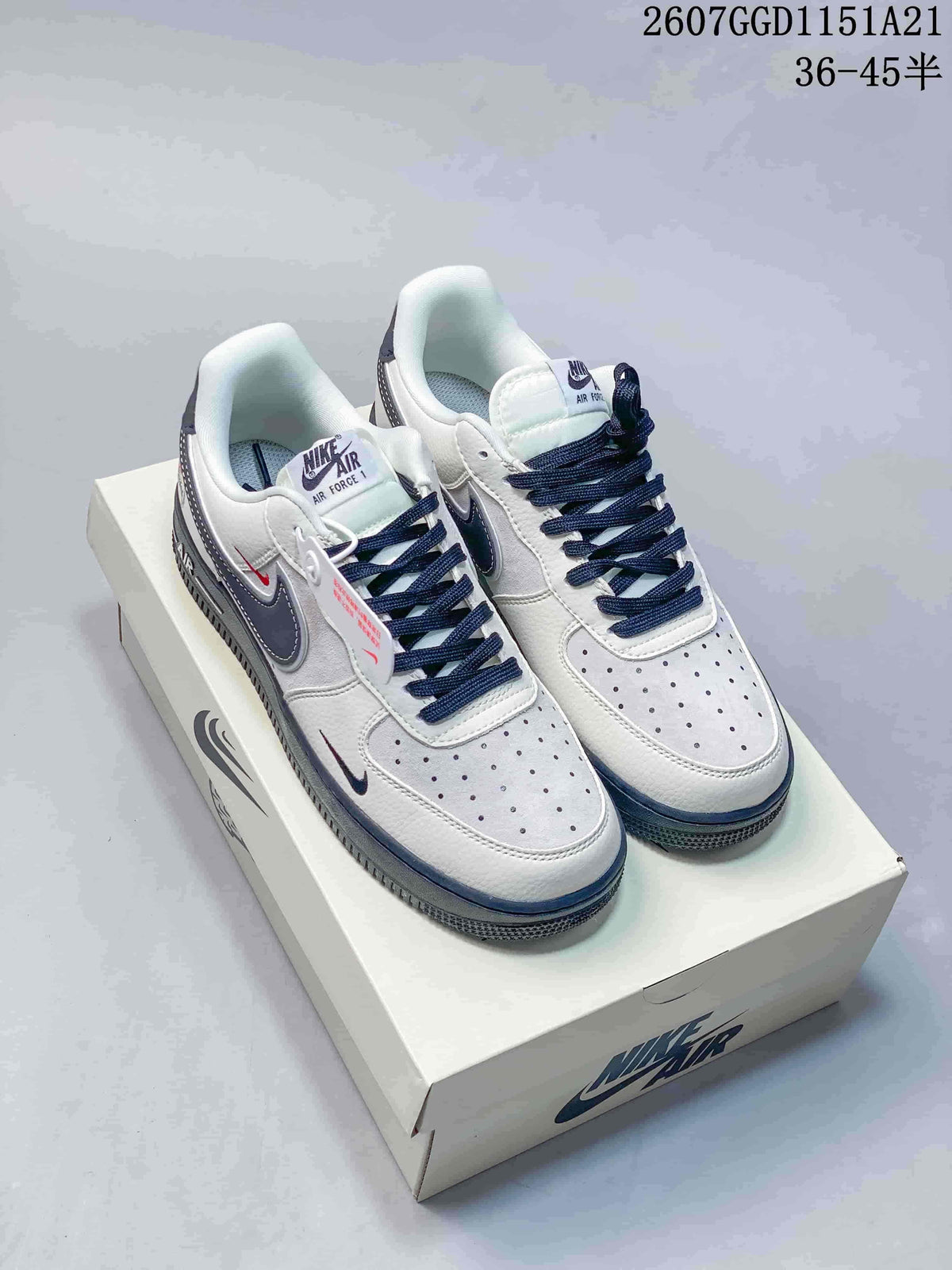 Nike Air Force 1 Low White and Navy Sneakers 2607GGD1151A21