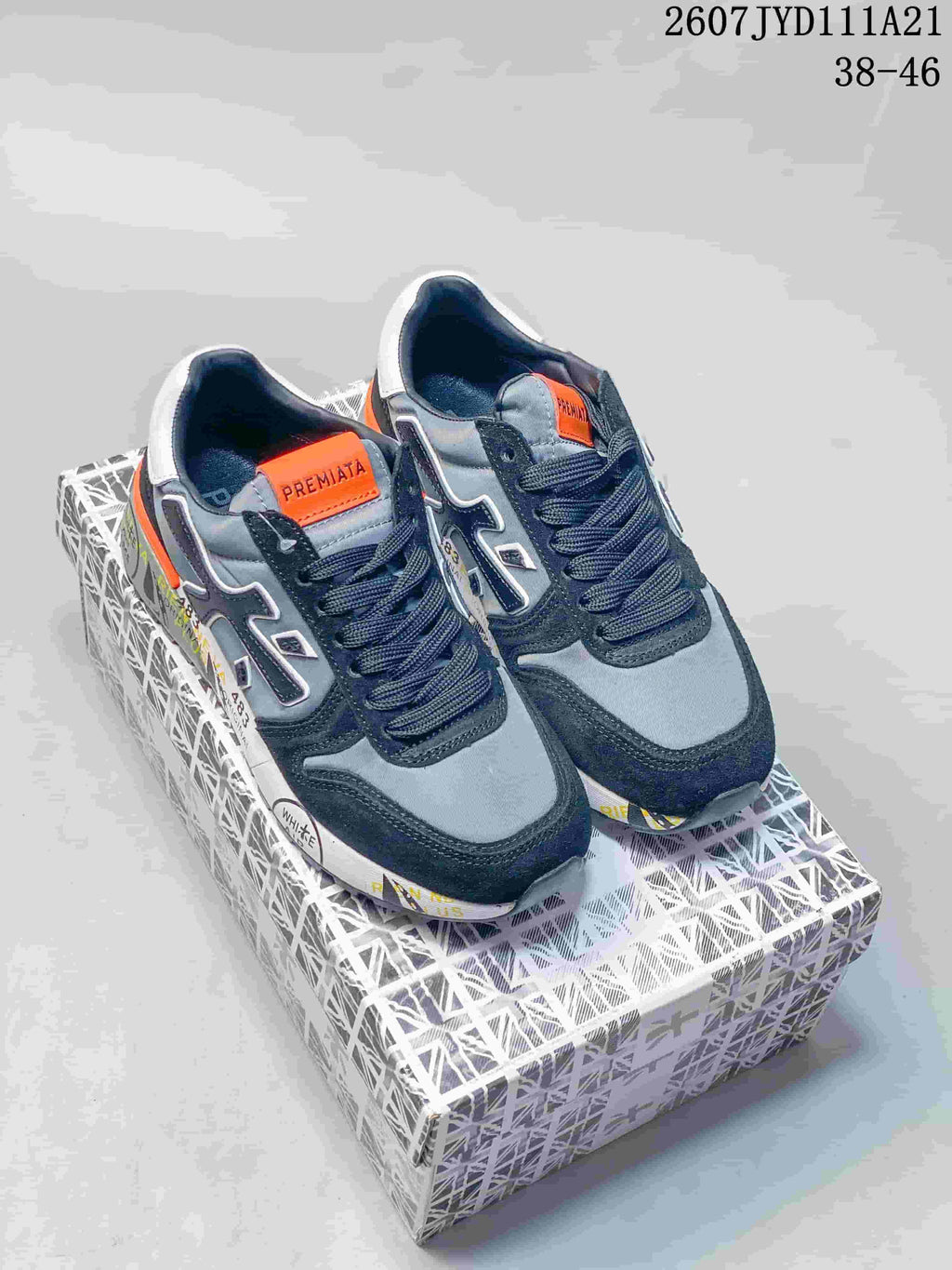 Premiata 2607 TYD111A21 Grey Navy Orange Sneakers