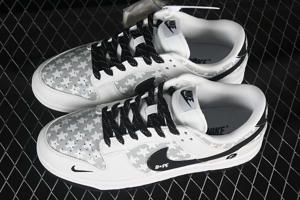 Nike SB Dunk Low Star Print Sneakers White Black