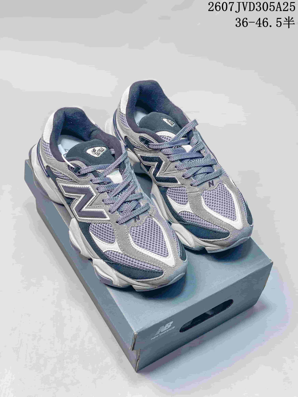 New Balance 9060 Grey Navy Mesh Sneakers