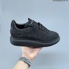 Alexander McQueen Black Crystal-Embellished Leather Sneakers