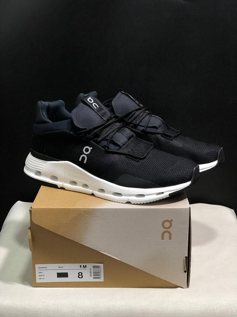On Cloudnova 1 Black and White Sneakers