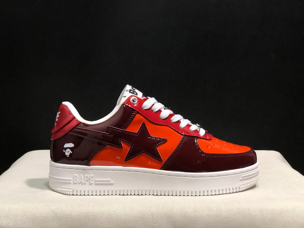 Bape Sta Low-Top Sneakers Burgundy and Orange